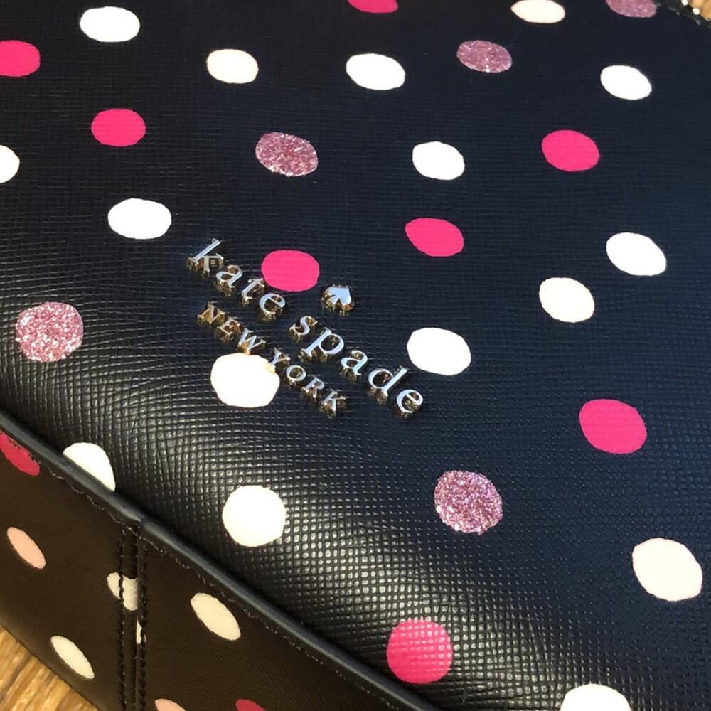 Kate Spade New York Staci Glimmer Polka Dot Half Moon Crossbody Shoulder Bag - Picture 6 of 10